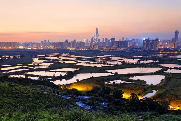 Hong kong Landschaft Sonnenuntergang — Stockfoto