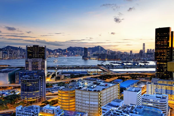 Kowloon gebied bij zonsondergang — Stockfoto