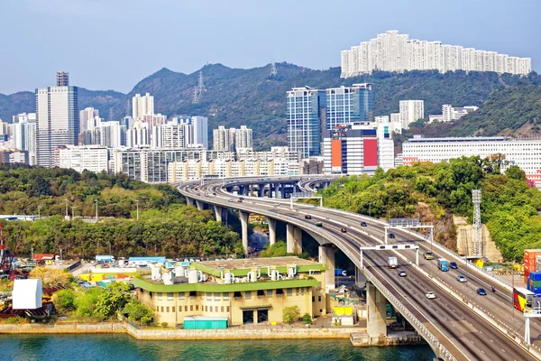 Hong Kong 高速道路橋の上を見る — ストック写真