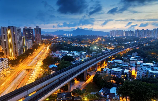 Hong kong urban downtown bei Nacht — Stockfoto