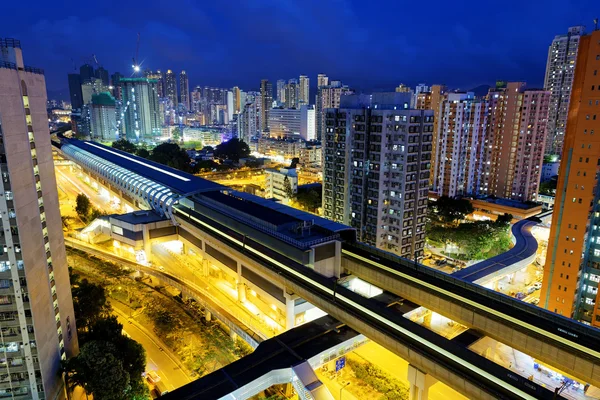 Miejskie centrum Hong Kong nocą — Zdjęcie stockowe