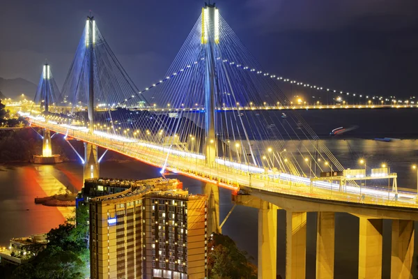 Ting kau-brug bij nacht — Stockfoto