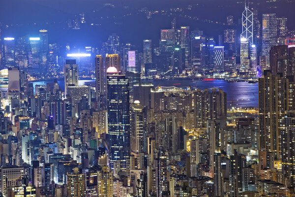 HONG KONG - NOVEMBER 29, 2015: Hong Kong at Night, financial district