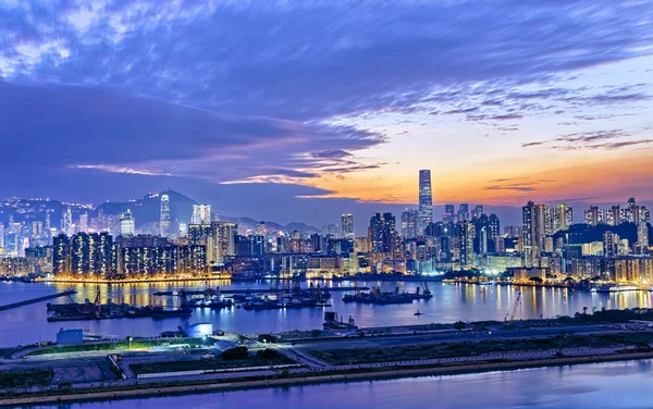 Hong Kong città tramonto — Foto Stock