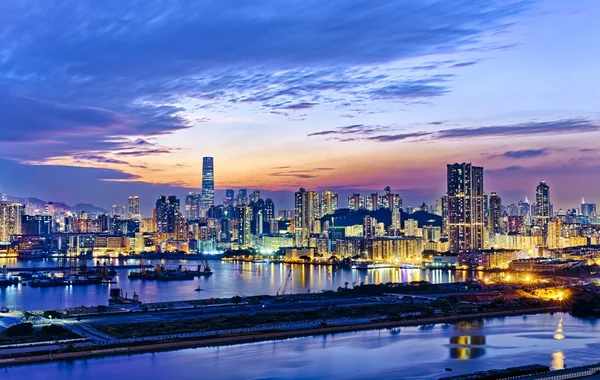 Hong Kong città tramonto — Foto Stock