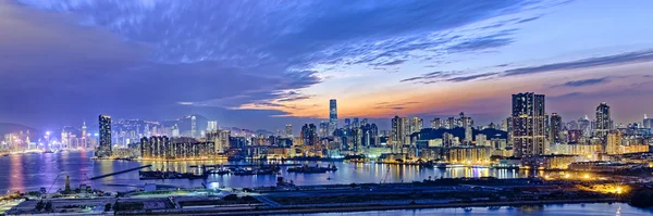 Hong Kong città tramonto — Foto Stock