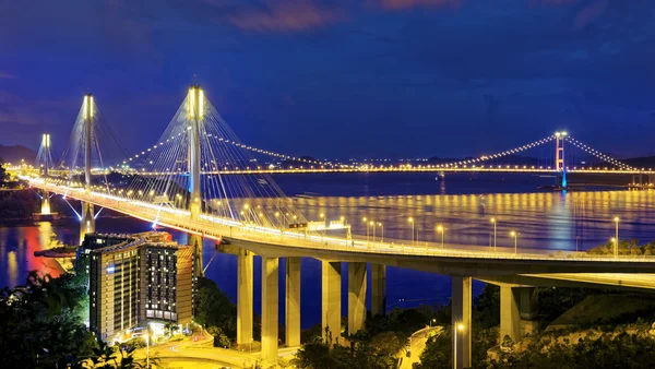 Rating gece sahne Ting Kau asma köprü — Stok fotoğraf
