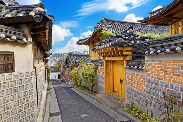 Bukchon Hanok historické čtvrti v Soulu — Stock fotografie