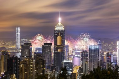 Hong kong şehir havai fişek