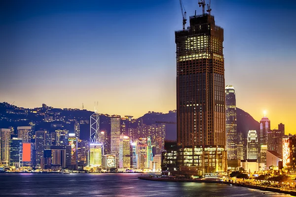 Hong Kong habour při západu slunce — Stock fotografie