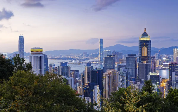 Hong Kong downtown area at sunset — Stock Photo, Image