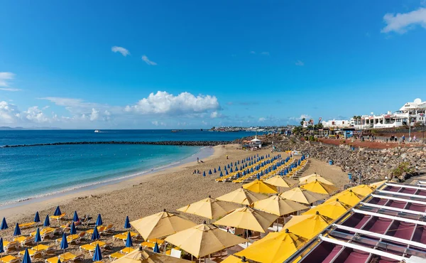Strand Playa Blanca Lanzarote Kanarische Inseln Spanien Stockbild