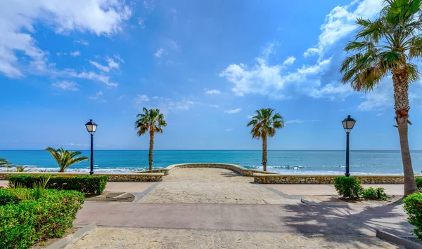 Balcone Sulla Spiaggia Mojacar All Alba Almeria Andalusia Spagna — Foto Stock