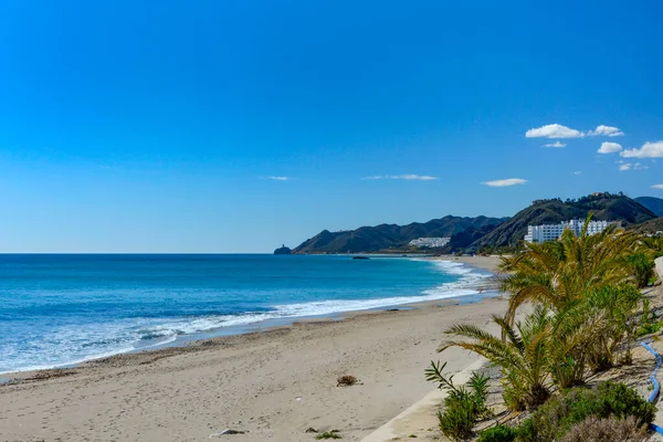 Άποψη Του Mojacar Beach Mojacar Αλμερία Ανδαλουσία Ισπανία — Φωτογραφία Αρχείου