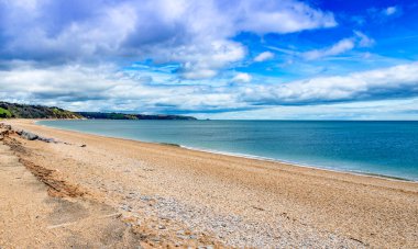 Slapton Sands batıya bakıyor, Dartmouth yakınlarında, Güney Devon, İngiltere, İngiltere