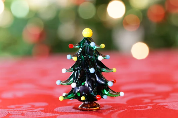 Hand Blown Christmas Tree Figure Front Christmassy Background — Stock Photo, Image