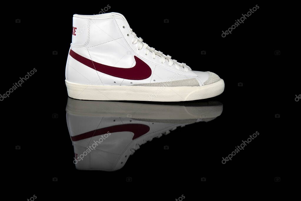 Pavia, Italy - October  2, 2020: Nike Blazer Mid '77 Vintage shoe, studio shot