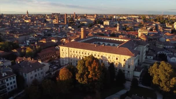 Letecký Pohled Palác Collegio Borromeo Staré Město Pavii Itálie — Stock video