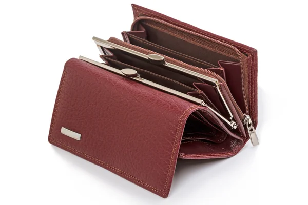 Open an empty leather wallet — Stock Photo, Image