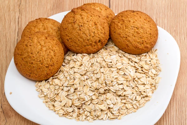 Galletas de avena y copos — Foto de Stock