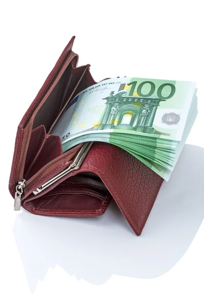 Brieftasche mit Euro geöffnet — Stockfoto