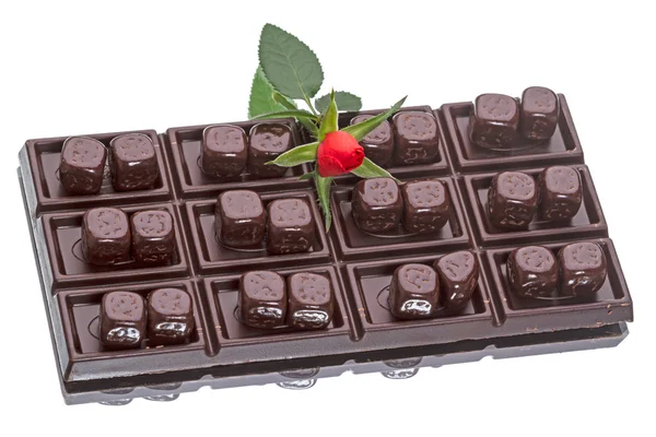 Chocolate and rose — Stock Photo, Image