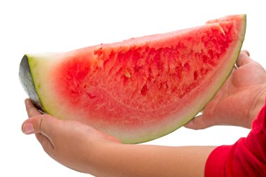 Çocuk karpuz bir parça ile