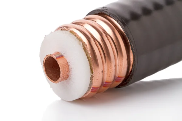 Thick coaxial cable on white — Stock Photo, Image