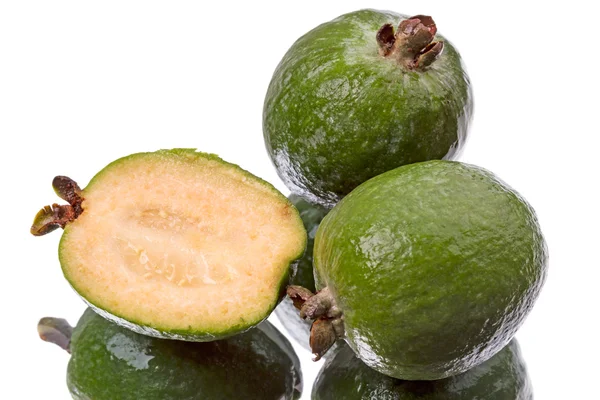 Green feijoa on white — Stock Photo, Image