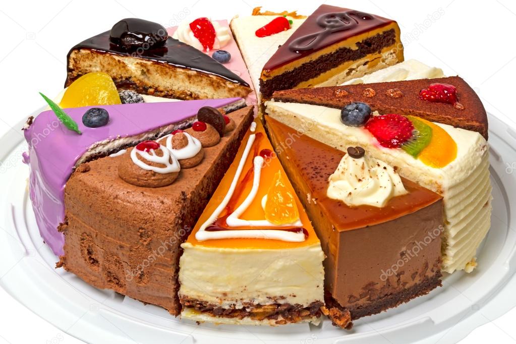 Different pieces of cake on a plate