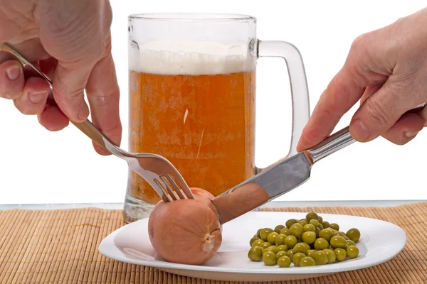 Beer and sausages — Stock Photo, Image