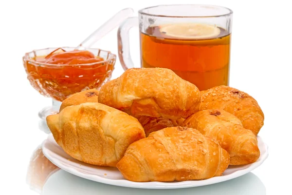 Tea with croissants — Stock Photo, Image