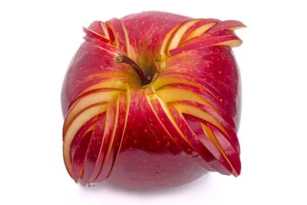 Red apple with a decorative cutting — Stock Photo, Image