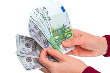 El euro ve dolar beyaz 