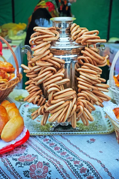 Samovar with  bagels — Stock Photo, Image