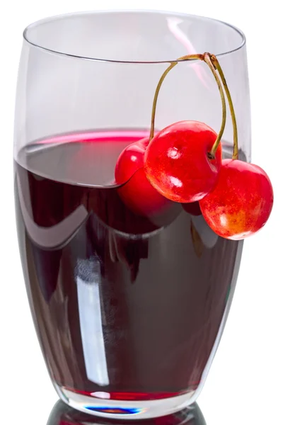 Cherries and cherry juice in a glass — Stock Photo, Image