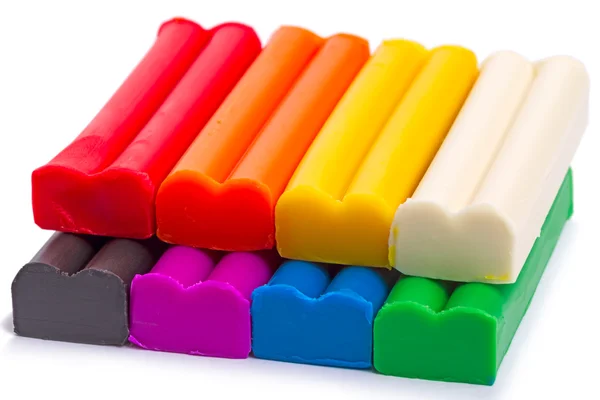 Plasticine eight colors on white — Stock Photo, Image