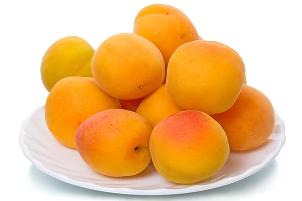 Apricots on a white plate — Stock Photo, Image