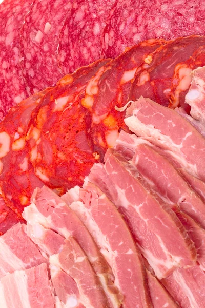 Background of the three types of meat products — Stock Photo, Image