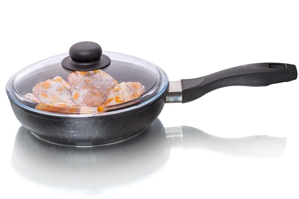 Frying pan with glass lid — Stock Photo, Image