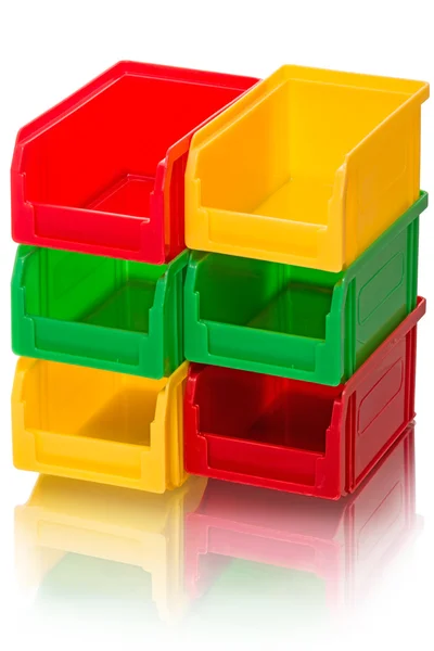 Six plastic containers — Stock Photo, Image