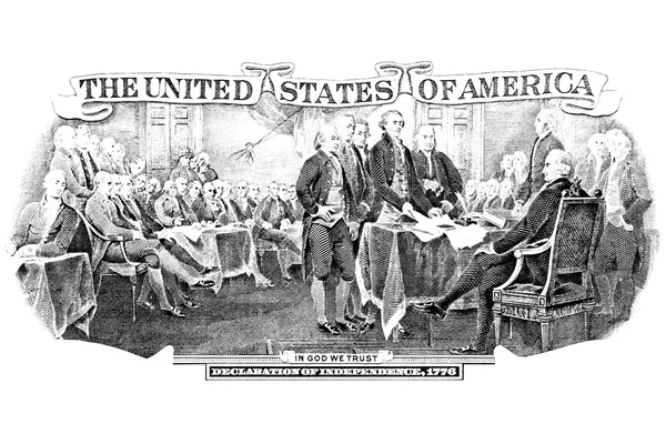 Black and white engraving of Declaration Of Independence — Stock Photo, Image