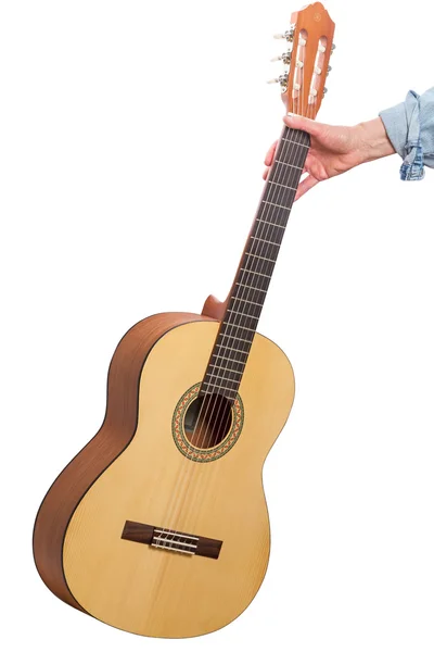 Classical six-string guitar in hand — Stock Photo, Image