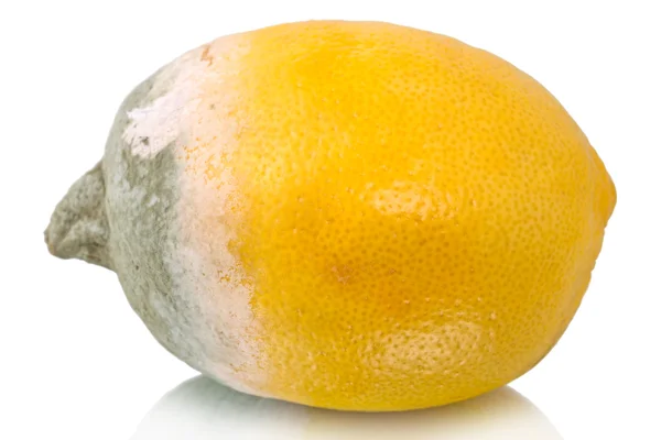 Spoiled lemon on white — Stock Photo, Image