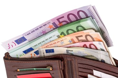 euro banknot ile cüzdan