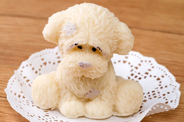 Cake of marzipan in the form of a puppy — Stock Photo, Image