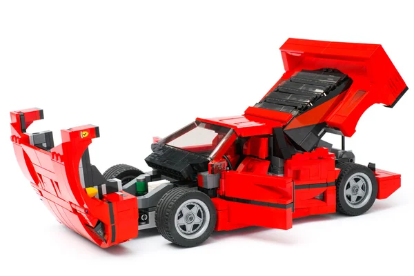 Lego Ferrari F40 car with open hood, doors and trunk — Stock Photo, Image