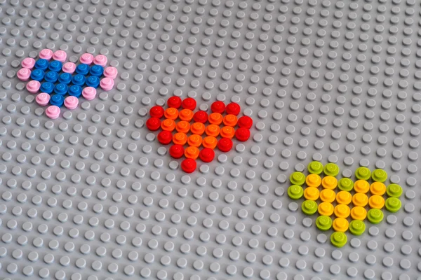 LEGO hjärtan från runda tegel — Stockfoto