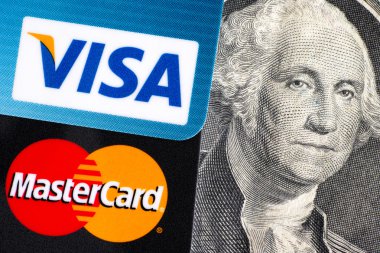 Visa ve Mastercard ve Doları bill George Washington portr ile
