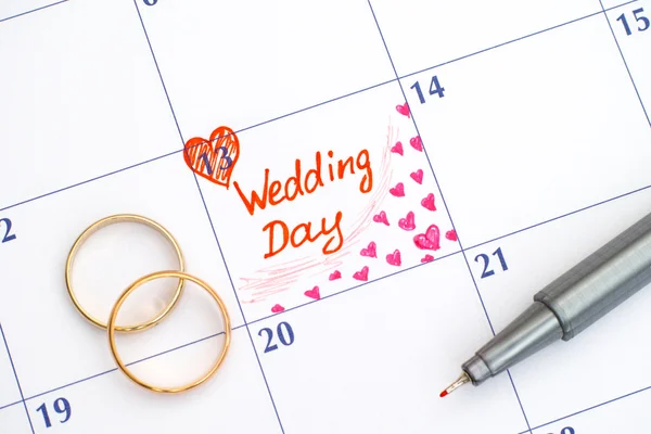 Recordatorio Día de la boda en el calendario —  Fotos de Stock